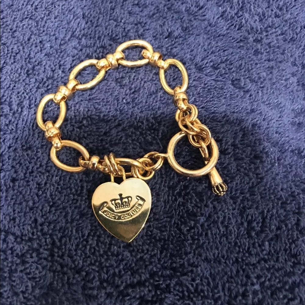 Juicy couture gold tone chain link heart bracelet